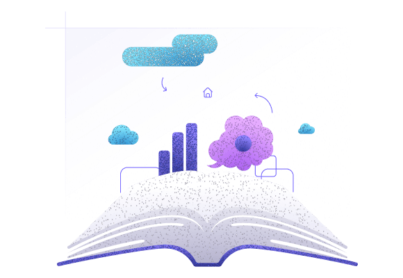 Storytelling illustration with charts and graphs